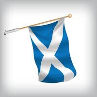 Realistic illustration of Scotland flags waving on the wall. The set is in the flag collection vector