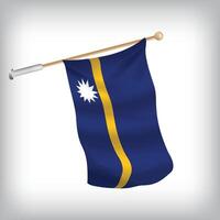 Realistic illustration of Nauru flags waving on the wall. The set is in the flag collection vector