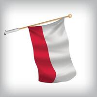 Realistic illustration of Poland flags waving on the wall. The set is in the flag collection vector