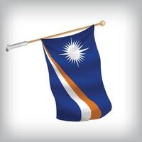 Realistic illustration of Marshall Islands flags waving on the wall. The set is in the flag collection vector