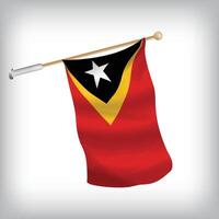 Realistic illustration of Timor Leste flags waving on the wall. The set is in the flag collection vector