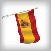 Realistic illustration of Spain flags waving on the wall. The set is in the flag collection vector