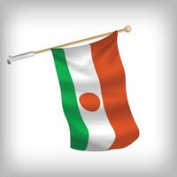 Realistic illustration of Niger flags waving on the wall. The set is in the flag collection vector