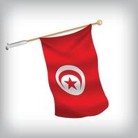 Realistic illustration of Tunisia flags waving on the wall. The set is in the flag collectiont vector