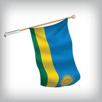Realistic illustration of Rwanda flags waving on the wall. The set is in the flag collection vector