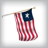 Realistic illustration of Liberia flags waving on the wall. The set is in the flag collection vector