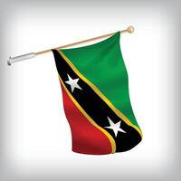 Realistic illustration of St Kitts and Nevis flags waving on the wall. The set is in the flag collection vector