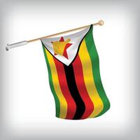 Realistic illustration of Zimbabwe flags waving on the wall. The set is in the flag collection vector