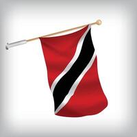Realistic illustration of Trinidad and Tobago flags waving on the wall. The set is in the flag collection vector