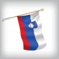 Realistic illustration of Slovenia flags waving on the wall. The set is in the flag collection vector