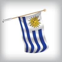 Realistic illustration of Uruguay flags waving on the wall. The set is in the flag collection vector