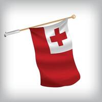 Realistic illustration of Tonga flags waving on the wall. The set is in the flag collection vector
