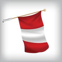 Realistic illustration of Peru flags waving on the wall. The set is in the flag collection vector