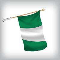 Realistic illustration of Nigeria flags waving on the wall. The set is in the flag collection vector