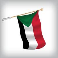 Realistic illustration of Sudan flags waving on the wall. The set is in the flag collection vector