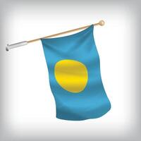Realistic illustration of Palau flags waving on the wall. The set is in the flag collection vector