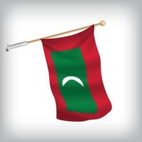 Realistic illustration of Maldives flags waving on the wall. The set is in the flag collection vector