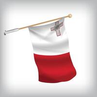 Realistic illustration of Malta flags waving on the wall. The set is in the flag collection vector