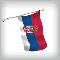 Realistic illustration of Serbia flags waving on the wall. The set is in the flag collection vector