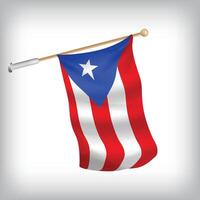 Realistic illustration of Puerto Rico flags waving on the wall. The set is in the flag collection vector