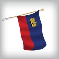 Realistic illustration of Liechtenstein flags waving on the wall. The set is in the flag collection vector