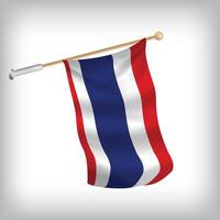 Realistic illustration of Thailand flags waving on the wall. The set is in the flag collection vector