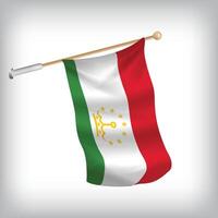 Realistic illustration of Tajikistan flags waving on the wall. The set is in the flag collection vector