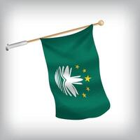 Realistic illustration of Macao flags waving on the wall. The set is in the flag collection vector