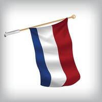 Realistic illustration of Netherlands flags waving on the wall. The set is in the flag collection vector