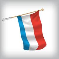 Realistic illustration of Luxembourg flags waving on the wall. The set is in the flag collection vector