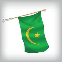 Realistic illustration of Mauritania flags waving on the wall. The set is in the flag collection vector