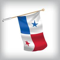 Realistic illustration of Panama flags waving on the wall. The set is in the flag collection vector