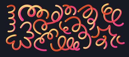 Abstract curve playful gradient line. Gradient 3d blend stroke. Elements design. Bright motion twisted liquid line shape vector
