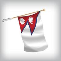 Realistic illustration of Nepal flags waving on the wall. The set is in the flag collection vector