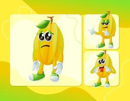 Cute starfruit characters with different facial expressions vector