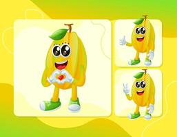 Cute starfruit characters making playful hand signs vector