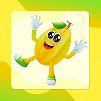 Cute starfruit character smiling with a happy expression vector
