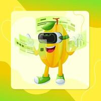 Cute starfruit character in metaverse vector