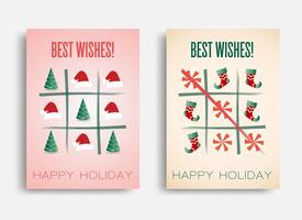 New Year greeting card, Tic Tac Toe, Elegant simple style on a bright background vector