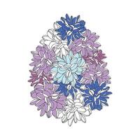 Spring flower Easter egg , hand drawn floral elements. illustrations for card or invitations vector