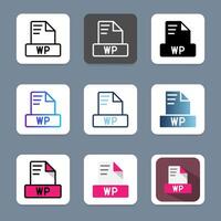 Set wp document file type icons. symbol file format with a modern appearance for digital design. vector