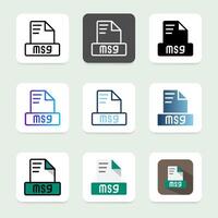 Set of eye catching msg file format icons with bright colors and a modern style. vector
