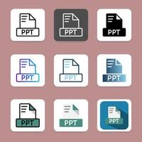 Set ppt icons file format, with elegant color variations and suitable for web, UI and mobile apps. vector