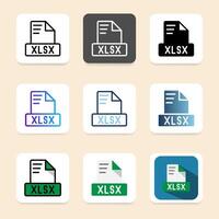 Set xlsx document format file icons. simple design for a responsive user interface. vector