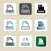 Set of markdown file format icons, with stylish color choices and attractive designs. vector