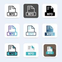Set wpd file format icons. with a variety of color choices and modern designs. vector