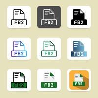 Set of fb2 file format icons suitable for apps and websites. vector