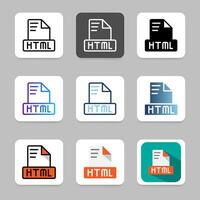 Set html document file icon. collection Icons of various file formats with modern design. vector