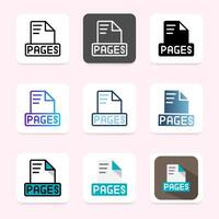 Set pages icons file format, with a consistent design and modern style. vector