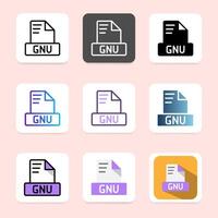 Set gnu icons file format. for a stylish interface and modern colors. vector